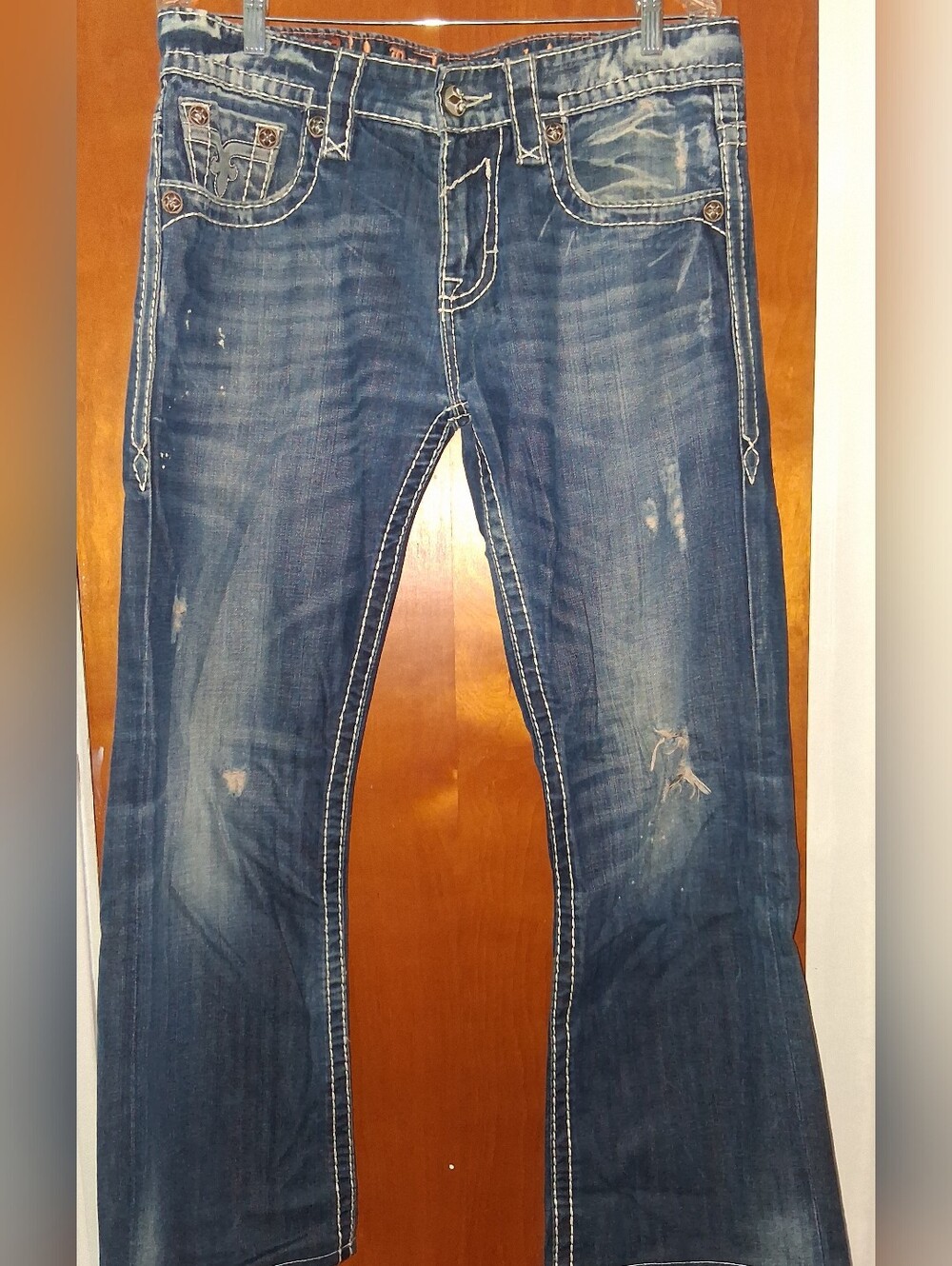 Rock Revival Mens Distressed Wash Jeans 33